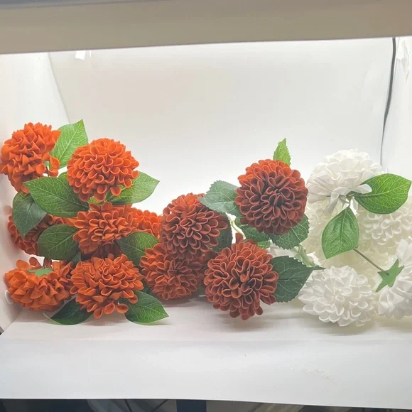 Orange and White Artificial Flower Set