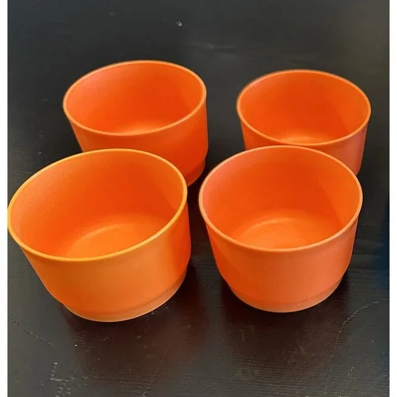 Vintage Tupperware‎ 1229 Snack Juice Cup No Lid Orange Set Of 4