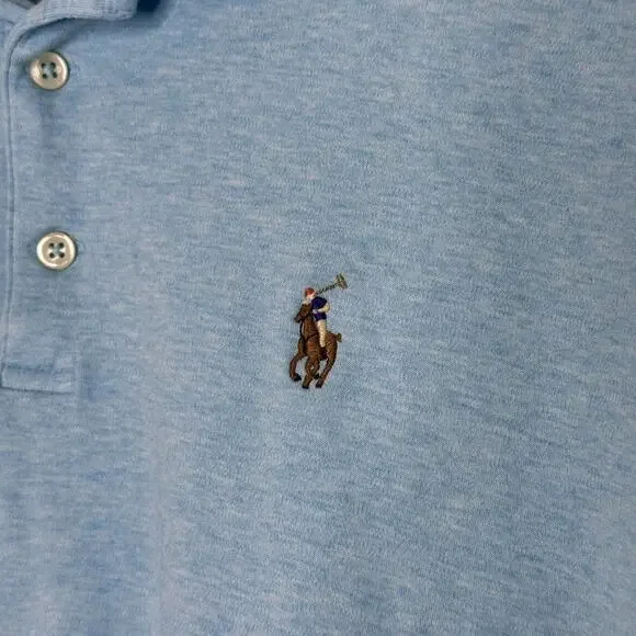 Polo Ralph Lauren Polo Shirt Mens Large Light Blue Flesh Pony Classic Fit Cotton