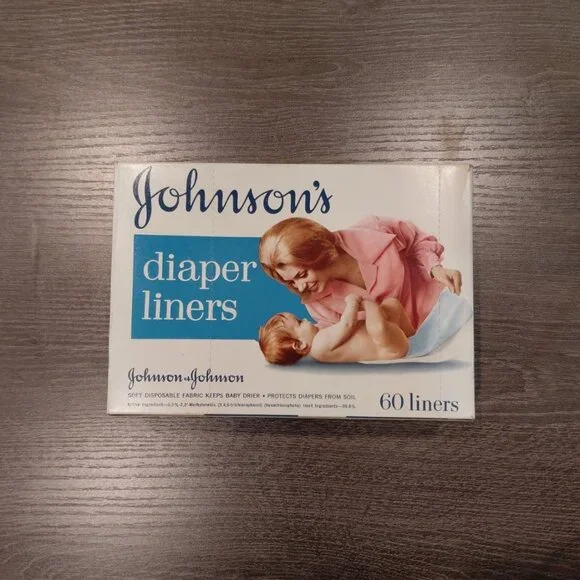 Vintage‎ 70s Johnson's Diaper Liners 60 Count Box Sealed Discontinued Deadstock