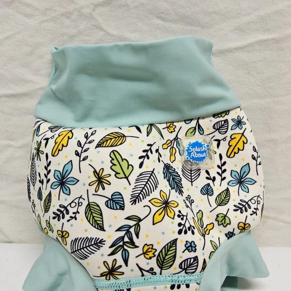 Splash About Happy Nappy Swim Diaper Kids 12-24M Mint Green Botanical Leaf Print