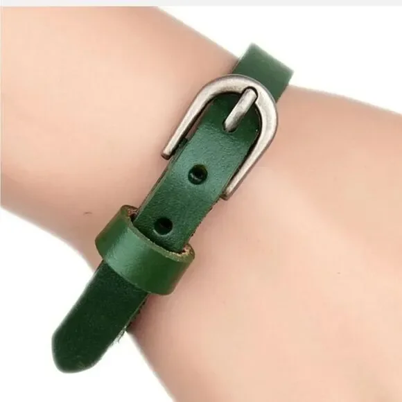 Women Wrist Strap Buckle Leather Bracelet Friendship Bracelet Punk Bangle US