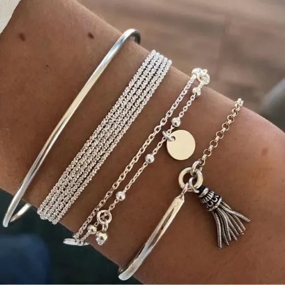 Elegant Silver Bracelet Set