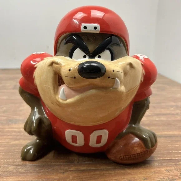 Vtg 1994 Looney Tunes Tazmanian Devil Taz Kansas City Chiefs NFL  Cookie‎ Jar