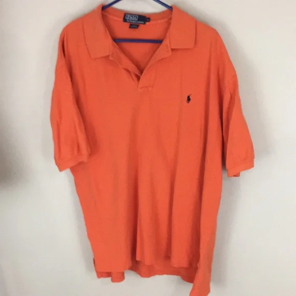 Polo Ralph Lauren 100% Cotton Orange Mesh Polo Shirt Size XL