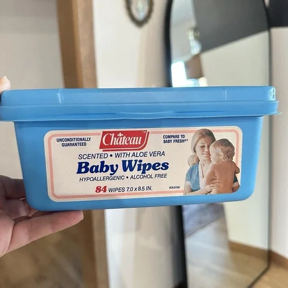 VTG 1990's Chateau‎ Baby Wipe Pop Up Container Scott Blue 7x8.5