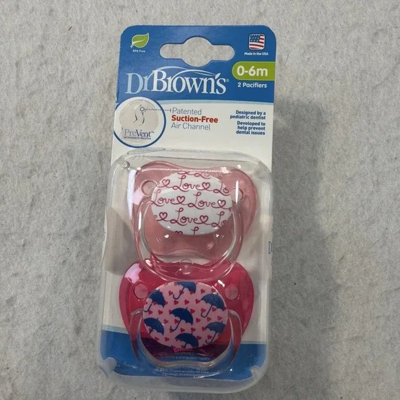 Dr Brown's PreVent Pacifiers 2-Pack 0-6 Months NEW