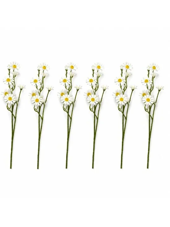 Artificial Daisy Spray Stems Set of 6 White Yellow Daisies Farmhouse Decor