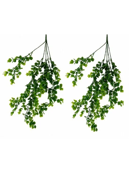 Set of 2 Greenery Bushes Artificial Boxwood Eucalyptus Hanging Plant