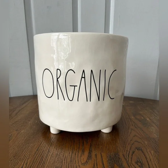 Rae Dunn Footed Crock Planter ORGANIC Ceramic Utensil Holder 8”