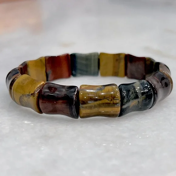 Multicolor Tiger’s Eye Stretch Bead Bracelet