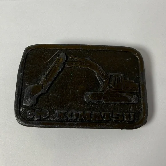 Vintage KOMATSU Construction Heavy Equipment Machinery Belt Buckle Excavator USA
