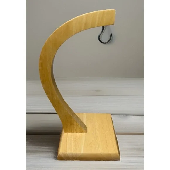 Minimalist Bamboo Blonde Wood Banana Hanger Holder Countertop Hook Stand
