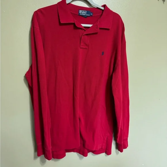 Polo Ralph Lauren Red Long‎ Sleeve Polo, Size XL