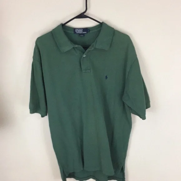 Polo Ralph Lauren Pony Green Cotton Mesh Polo Shirt Size Large