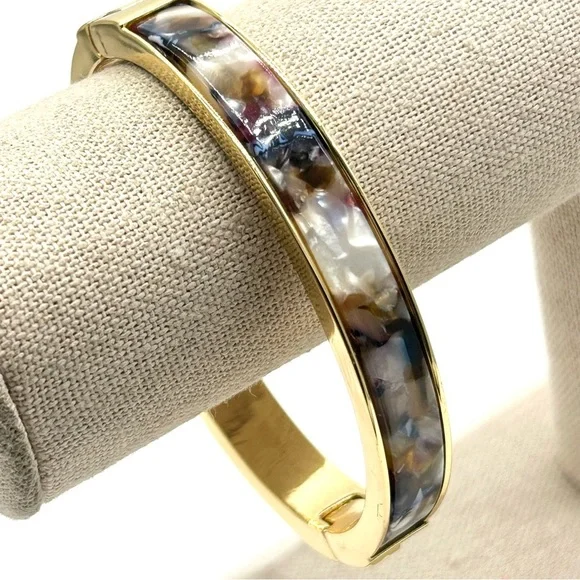 J. Crew Jewel Tone Mother of Pearl Hinged Bangle Bracelet