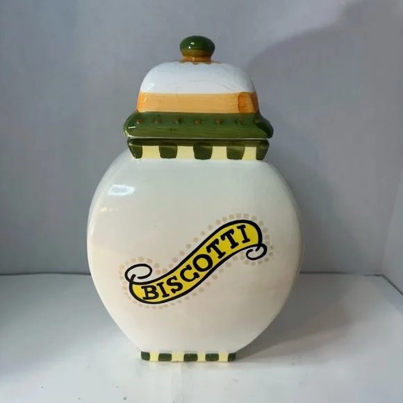 El Paso Biscotti‎ Works Ceramic Cookie Jar Tuscan Villa Hand Painted Canister