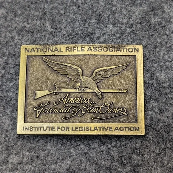 VINTAGE National Rifle Association NRA Belt Buckle America Founded By Gun Owners