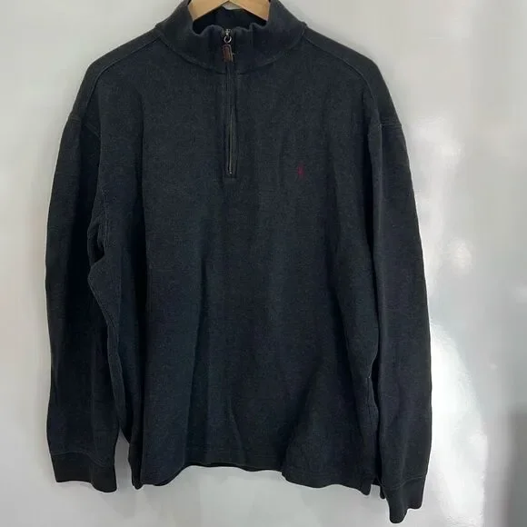 Polo Ralph Lauren XXL gray 1/4 zip cotton sweater