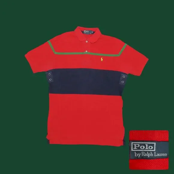 Vintage Polo Ralph Lauren Vented Color Block Y2K Oversized Rugby Polo XL