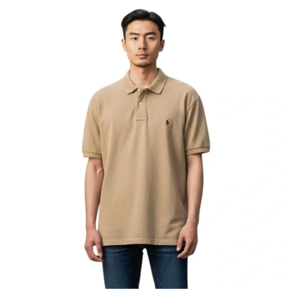Polo Ralph Lauren Polo Shirt, Men’s, 100% cotton,‎ Short-Sleeve, Color Beige, XL