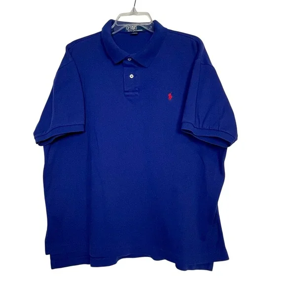 Polo by Ralph Lauren Polo Shirt Mens XL Blue Red Pony Logo Short Sleeve Cotton‎