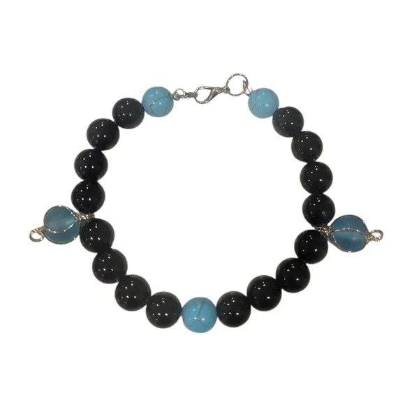 Black and Blue Moonstone Bracelet