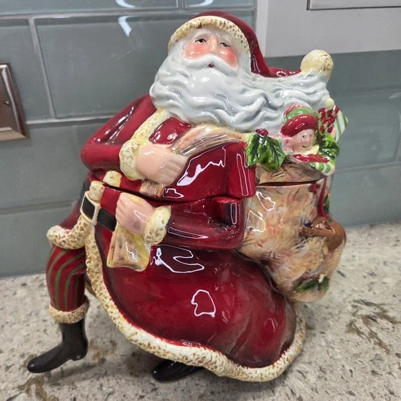 Certified International Enchanted  Santa Cookie Jar Susan Winget Christmas Decor