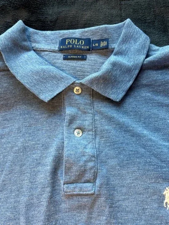 Polo Ralph Lauren Men's Polo Shirt Size L Blue Exclusive of Decoration