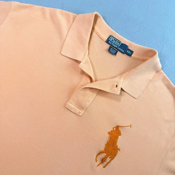 Polo Ralph Lauren Men's Orange Big Pony Polo Shirt Sz XXL Short Sleeve