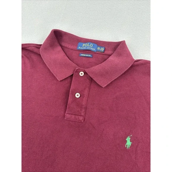 Polo Ralph Lauren Slim Fit Short Sleeve Pique Polo Mens XXL Maroon Red Preppy
