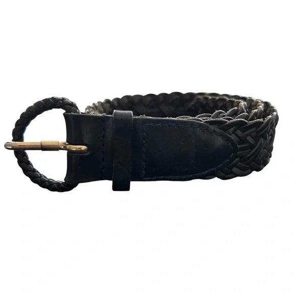 Vintage Talbots Black Braided Leather Belt Men/Women SZ XS
