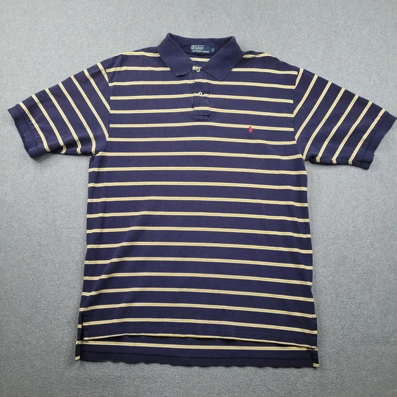 Polo Ralph Lauren Polo Shirt Mens XLT Blue Striped Short Sleeve Cotton Pique