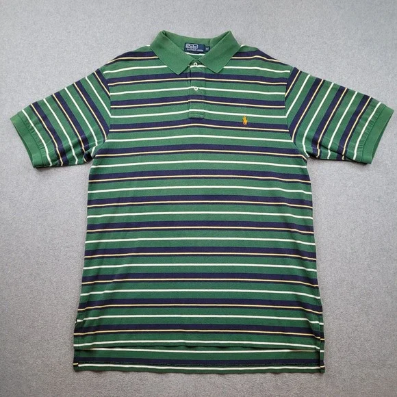 Polo Ralph Lauren Polo Shirt Mens XLT Green Striped Short Sleeve Cotton Tall