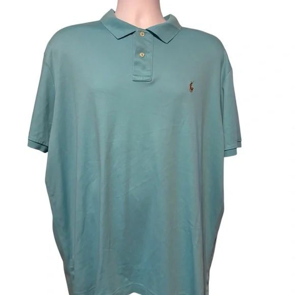 Polo by Ralph Lauren Men's Teal Blue Logo Polo Shirt XXL