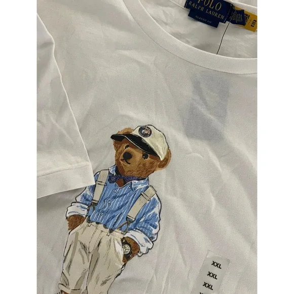 Polo Ralph Lauren Polo Bear White Graphic‎ T-Shirt Classic Fit Mens XXL New