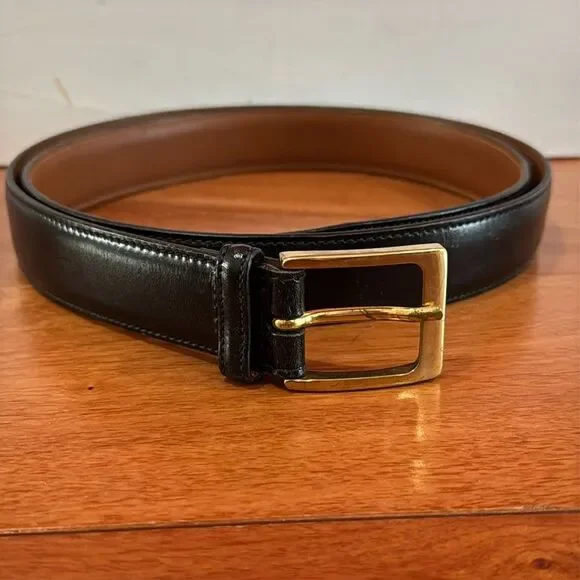TRAFALGAR Hand Polished Cortina Leather Dress Belt Men's 42 104‎ Black