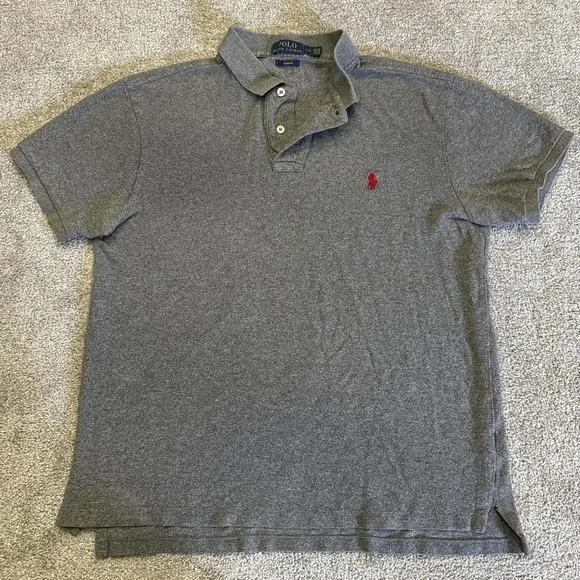 Polo Ralph Lauren Grey Slim Fit 100% Cotton Polo Shirt Classic Style Men's XL