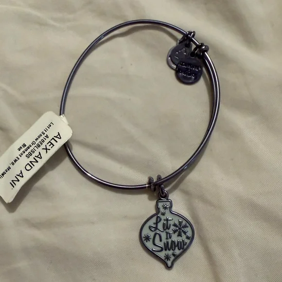 Silver 'Let It Snow' Ornament Bangle