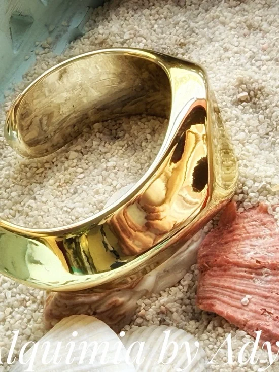 Acrylic Shiny Gold Open Cuff Bracelet