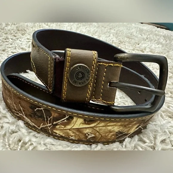 RealTree Brown Camouflage Leather Belt size 2x 46-46 (1st notch to last 44-50”)