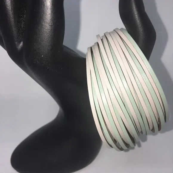 Multi Cord Bracelet Faux Leather - Mint