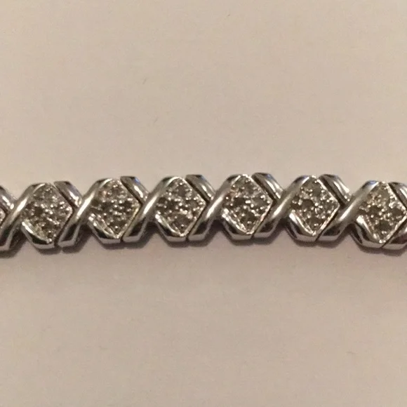 925 Sterling Silver Clear Gem Classic Bracelet 7.5 inches