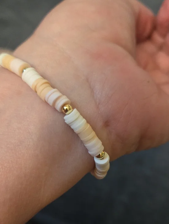 Handmade Personalized White & Peach Beaded Bracelet WWJD