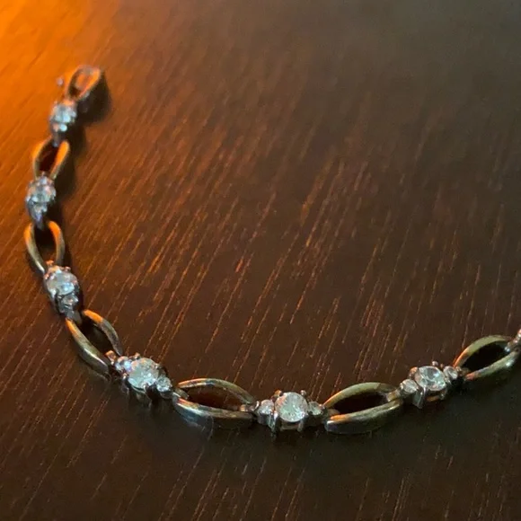 Dainty 925 Sterling Silver Clear Gemstone Bracelet Delicate
