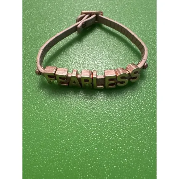 Fearless Bracelet Charm Buckle Rose Gold Costume Jewelry Faux Leather