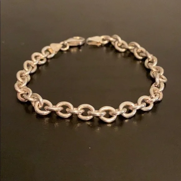 Circle Chain Link Bracelet 925 Sterling Silver