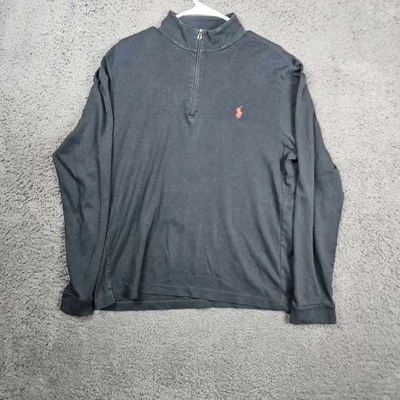 Polo Ralph Lauren Quarter Zip Pullover Men's Long Sleeve Shirt Gray‎