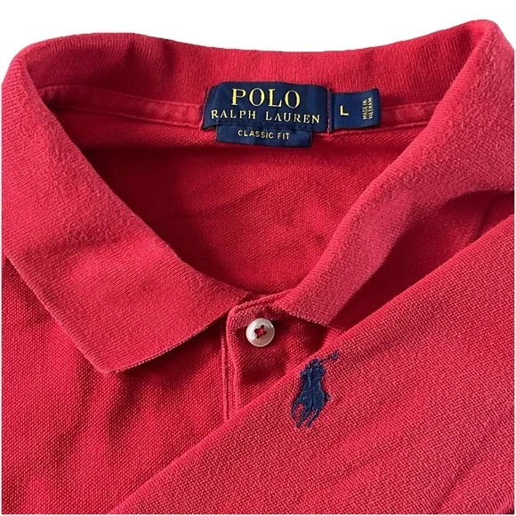 Polo Ralph Lauren Red Classic Fit‎ Short Sleeve Polo Shirt Men's Large