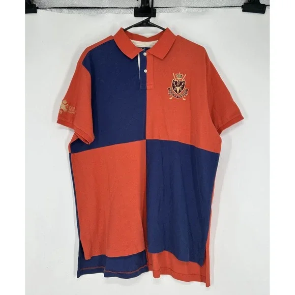 Polo Ralph Lauren Polo Shirt Rugby Big Logo Patch Colorblock Short Sleeve XL